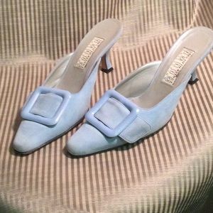 SFA baby blue suede mules size 6.5